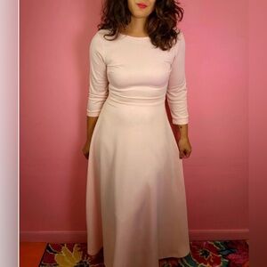 Elegant Pink 1970s  Midi Dress